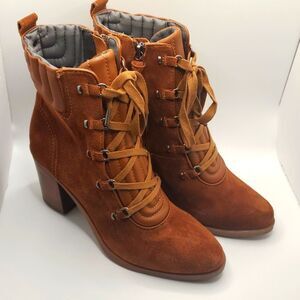 Lucca Lane Radlie Brown Suede Zip Up Ankle Booties Sz 10M